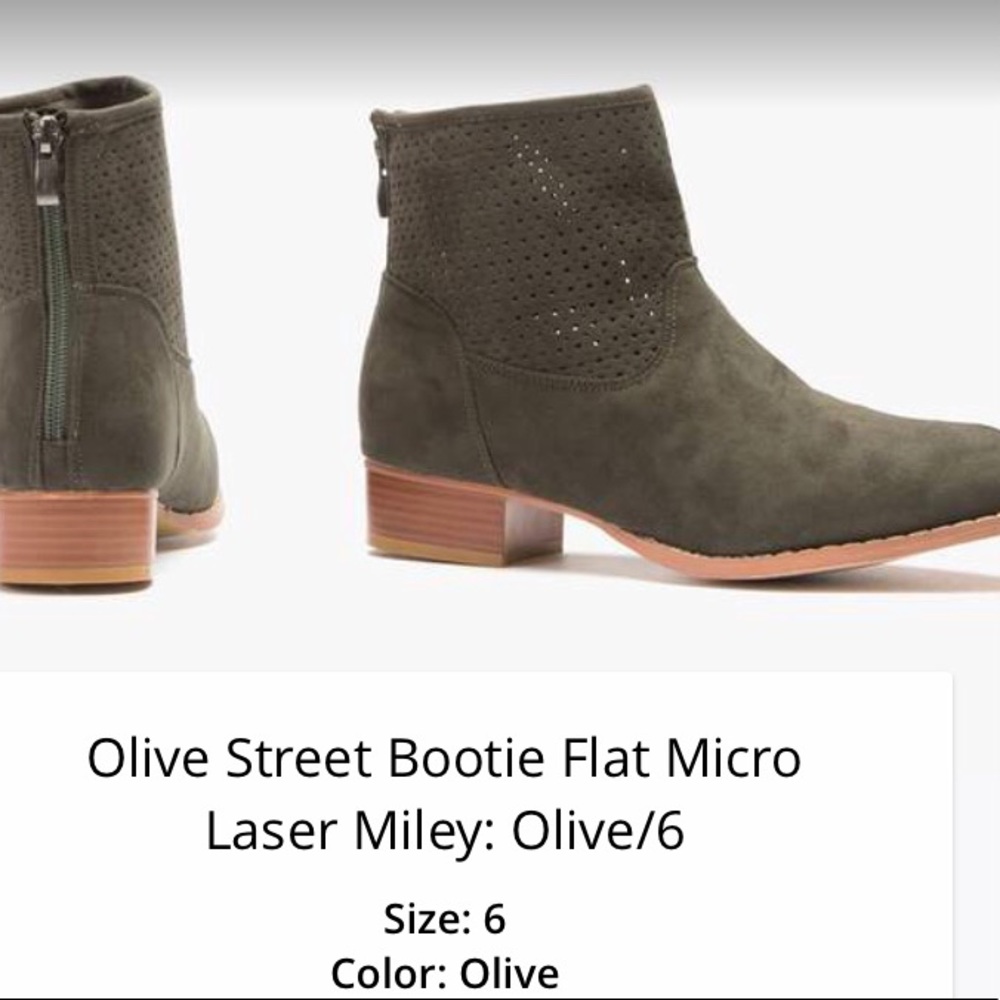 Olive Street Olive Green Booties (worn once)